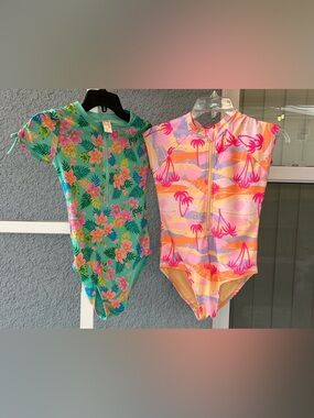 Lot Of 2 Girl’s Cat And Jack Wonder Nation Swimsuits Size 10/12 Summer Beach